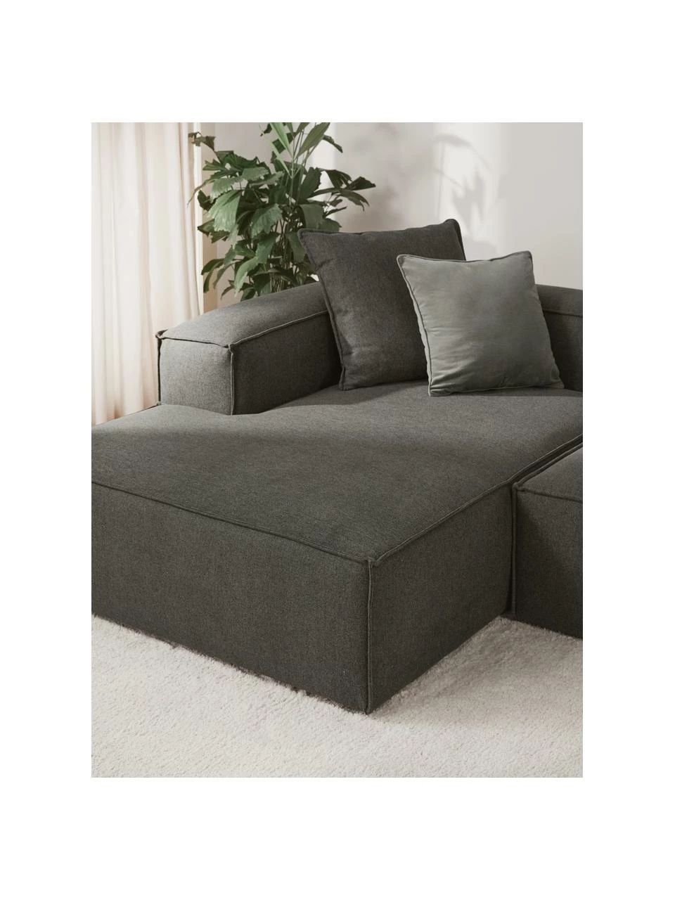 Westwing Collection Canapé d'angle modulaire gris anthracite Lennon, larg. 238 x prof. 180 cm, méridienne à gauche 3 Westwing Collection Canapé d'angle modulaire gris anthracite Lennon, larg. 238 x prof. 180 cm, méridienne à gauche – Image 3