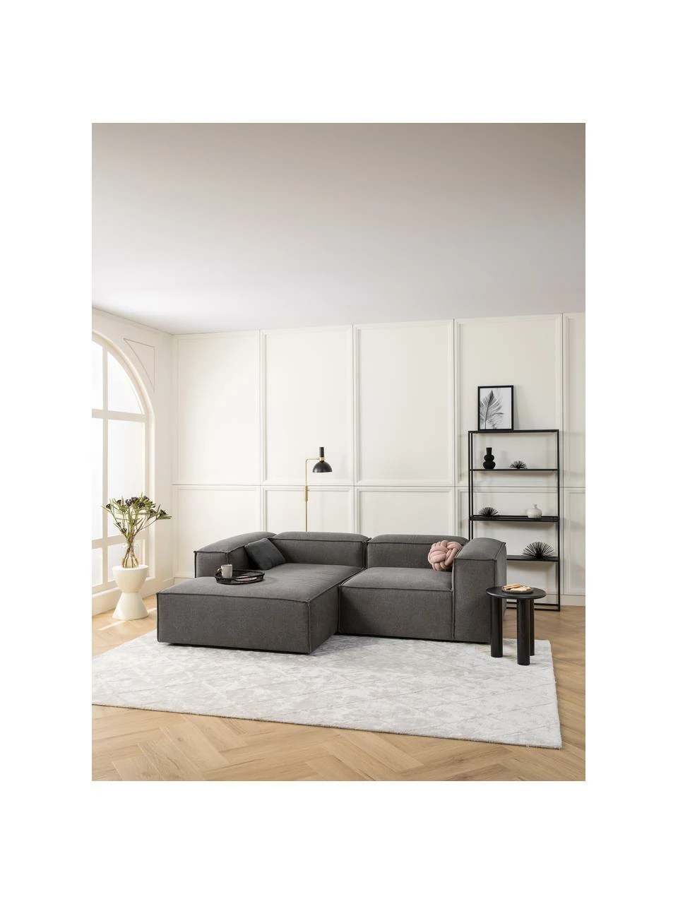 Westwing Collection Canapé d'angle modulaire gris anthracite Lennon, larg. 238 x prof. 180 cm, méridienne à gauche 4 Westwing Collection Canapé d'angle modulaire gris anthracite Lennon, larg. 238 x prof. 180 cm, méridienne à gauche – Image 4