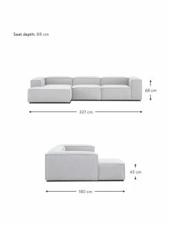Westwing Collection Canapé d'angle modulaire gris clair Lennon, larg. 327 x prof. 180 cm, méridienne à gauche 9 Westwing Collection Canapé d'angle modulaire gris clair Lennon, larg. 327 x prof. 180 cm, méridienne à gauche -furniture Soldes Canape dangle modulaire gris clair Lennon 3