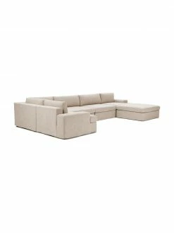 Westwing Collection Canapé d'angle modulaire taupe Russell, larg. 412 x haut. 77 cm -furniture Soldes Canape dangle modulaire taupe Russell 2