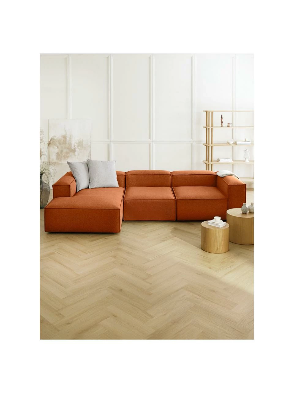 Westwing Collection Canapé d'angle modulaire terracotta Lennon, larg. 327 x prof. 180 cm, méridienne à gauche 2 Westwing Collection Canapé d'angle modulaire terracotta Lennon, larg. 327 x prof. 180 cm, méridienne à gauche – Image 2