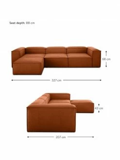 Westwing Collection Canapé d'angle modulaire terracotta Lennon, larg. 327 x prof. 207 cm -furniture Soldes Canape dangle modulaire terracotta Lennon 9