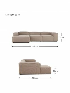 Westwing Collection Canapé d'angle modulaire tissu brun Lennon, larg. 327 x prof. 180 cm, méridienne à gauche -furniture Soldes Canape dangle modulaire tissu brun Lennon 9