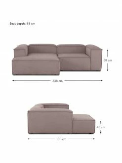 Westwing Collection Canapé d'angle modulaire velours côtelé brun Lennon, larg. 238 x prof. 180 cm, méridienne à gauche -furniture Soldes Canape dangle modulaire velours cotele brun Lennon 4