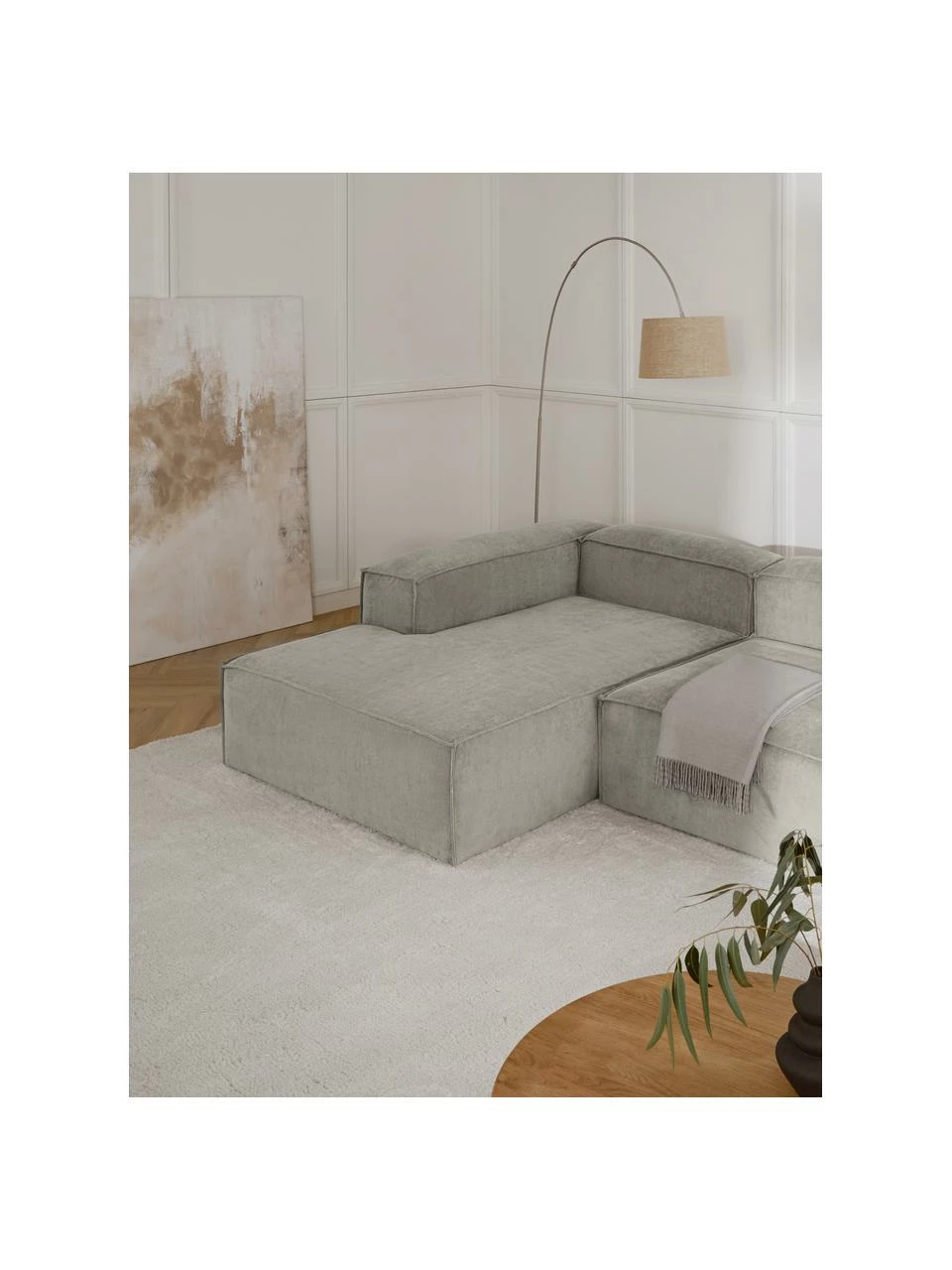 Westwing Collection Canapé d'angle modulaire velours côtelé gris Lennon, larg. 327 x prof. 180 cm, méridienne à gauche 3 Westwing Collection Canapé d'angle modulaire velours côtelé gris Lennon, larg. 327 x prof. 180 cm, méridienne à gauche – Image 3