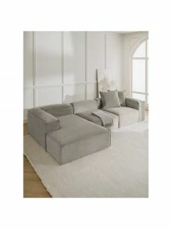 Westwing Collection Canapé d'angle modulaire velours côtelé gris Lennon, larg. 327 x prof. 180 cm, méridienne à gauche 9 Westwing Collection Canapé d'angle modulaire velours côtelé gris Lennon, larg. 327 x prof. 180 cm, méridienne à gauche -furniture Soldes Canape dangle modulaire velours cotele gris Lennon 9