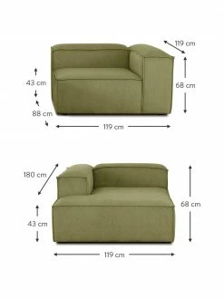 Westwing Collection Canap&eacute; d'angle modulaire velours c&ocirc;tel&eacute; vert Lennon, larg. 238 x prof. 180 cm, méridienne à gauche -furniture Soldes Canape dangle modulaire velours cotele vert Lennon 2