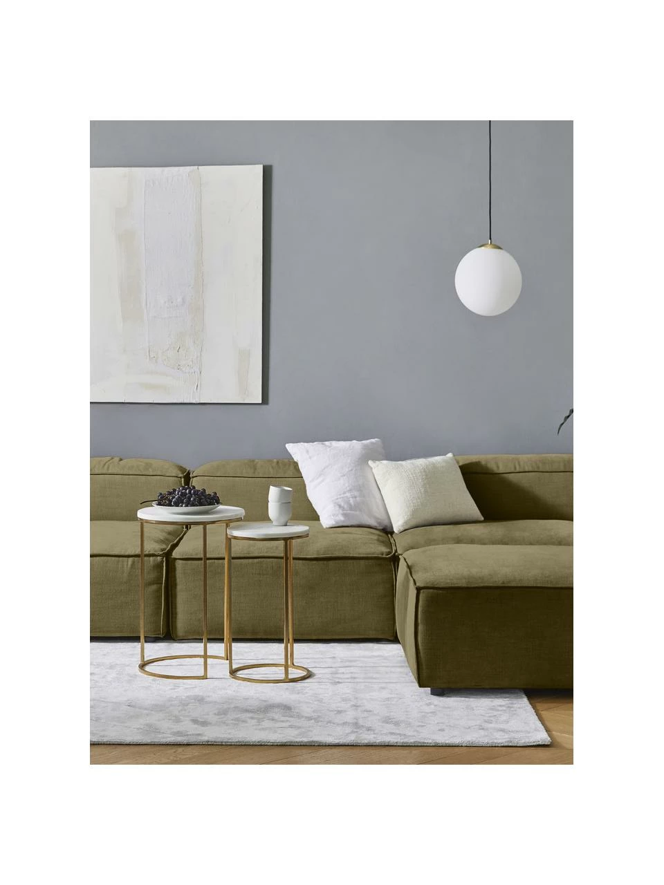 Westwing Collection Canapé d'angle modulaire vert Lennon, larg. 327 x prof. 207 cm 4 Westwing Collection Canapé d'angle modulaire vert Lennon, larg. 327 x prof. 207 cm – Image 4