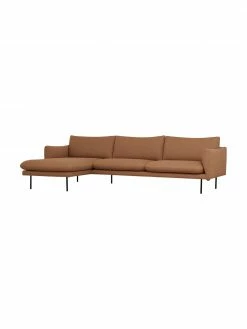 Westwing Collection Canapé d'angle nougat avec pieds en métal Moby, larg. 280 x prof. 160 cm, méridienne à gauche -furniture Soldes Canape dangle nougat avec pieds en metal Moby 4