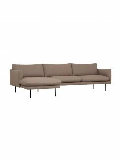 Westwing Collection Canap&eacute; d'angle taupe avec pieds en m&eacute;tal Moby, larg. 280 x prof. 160 cm, méridienne à gauche -furniture Soldes Canape dangle taupe avec pieds en metal Moby 3