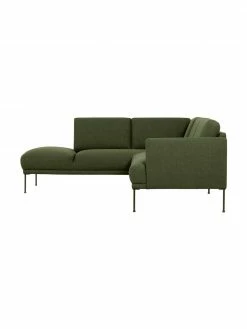 Westwing Collection Canapé d'angle tissu vert foncé pieds en métal Fluente, larg. 221 x prof. 200 cm, méridienne à gauche -furniture Soldes Canape dangle tissu vert fonce pieds en metal Fluente 4