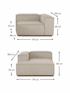 Westwing Collection Canapé d'angle velours côtelé beige Lennon, larg. 238 x prof. 180 cm, méridienne à gauche -furniture Soldes Canape dangle velours cotele beige Lennon 2