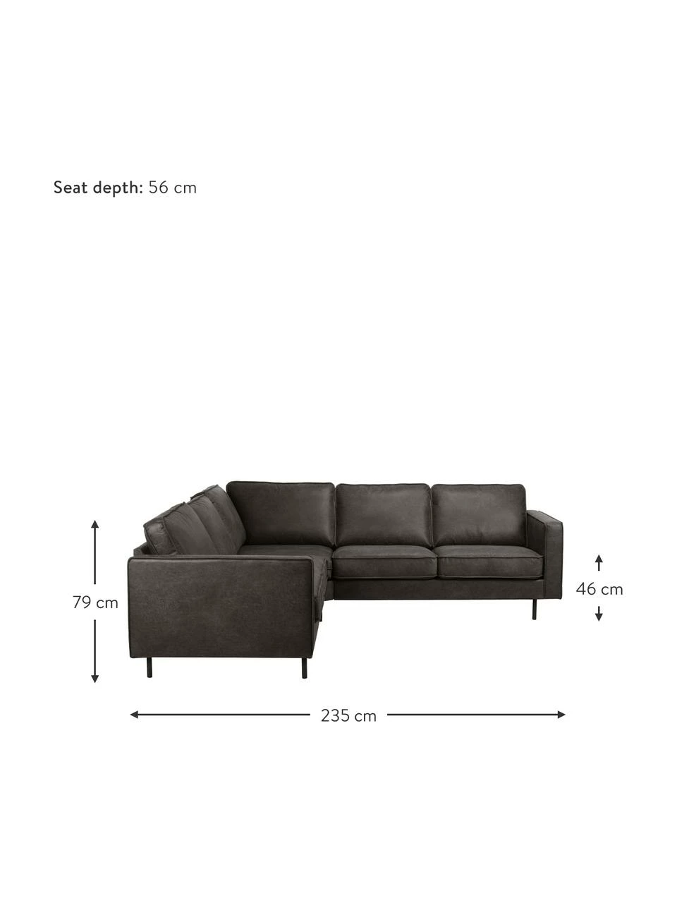 Westwing Collection Canapé d'angles cuir recyclé brun-gris Hunter, larg. 235 x prof. 235 cm 2 Westwing Collection Canapé d'angles cuir recyclé brun-gris Hunter, larg. 235 x prof. 235 cm – Image 2