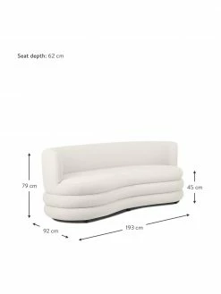 Westwing Collection Canapé design 3 places tissu bouclé beige clair Solomon, larg. 193 x prof. 92 cm -furniture Soldes Canape design 3 places tissu boucle beige clair Solomon 3