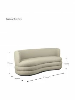 Westwing Collection Canapé design 3 places tissu bouclé vert matcha Solomon, larg. 193 x prof. 92 cm -furniture Soldes Canape design 3 places tissu boucle vert matcha Solomon 4