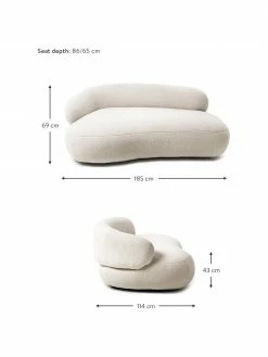 Westwing Collection Canapé haricot 2 places crème Alba, larg. 185 x prof. 114 cm, dossier à gauche -furniture Soldes Canape haricot 2 places creme Alba 10