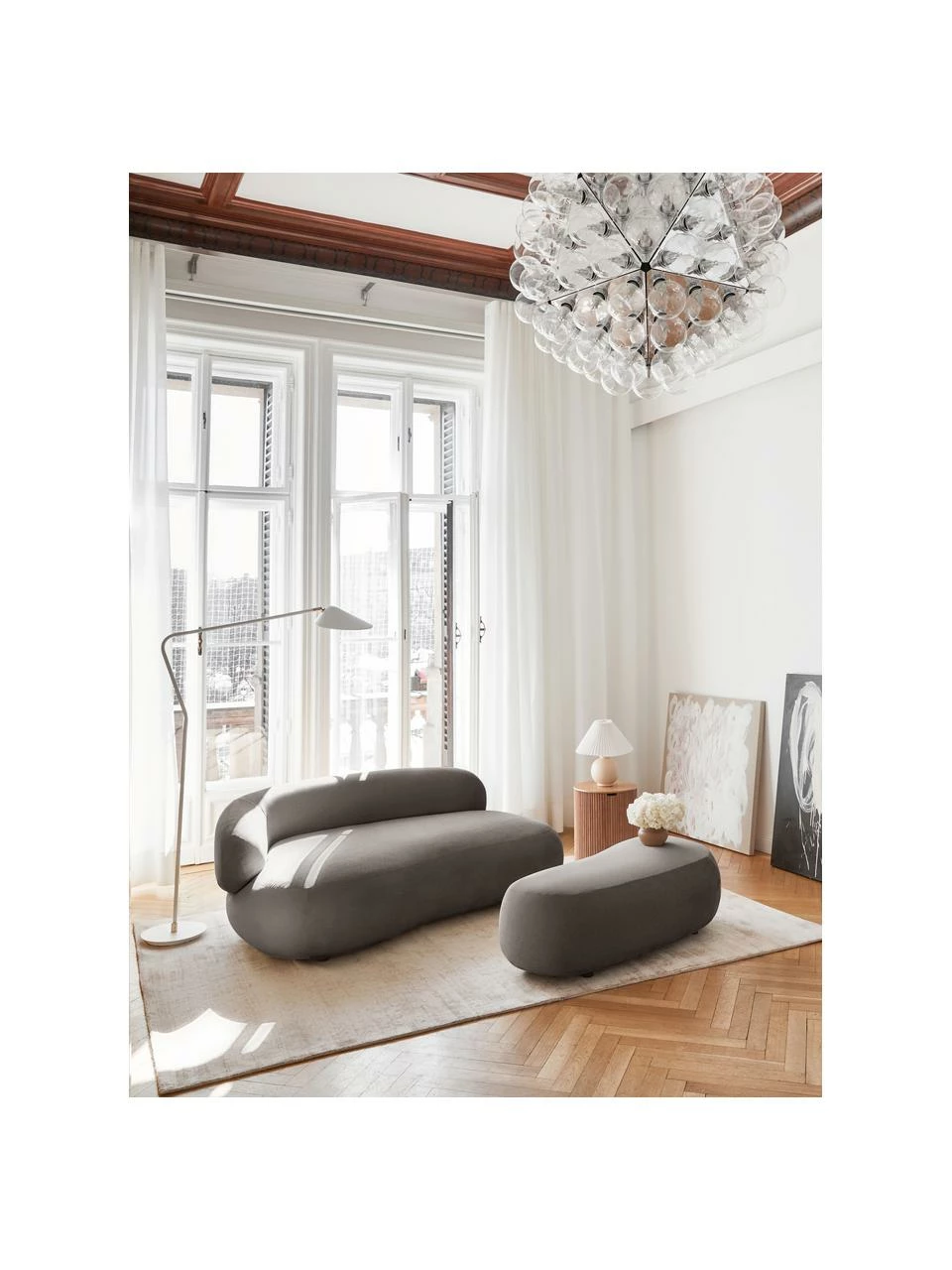 Westwing Collection Canapé haricot 2 places gris Alba, larg. 185 x prof. 114 cm, dossier à gauche 2 Westwing Collection Canapé haricot 2 places gris Alba, larg. 185 x prof. 114 cm, dossier à gauche – Image 2