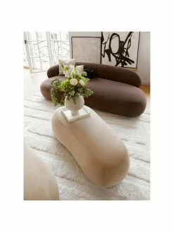 Westwing Collection Canapé haricot 3 places brun Alba, larg. 235 x prof. 114 cm, dossier à gauche -furniture Soldes Canape haricot 3 places brun Alba 3