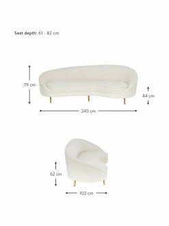 Westwing Collection Canapé haricot 3 places tissu bouclé Gatsby, larg. 245 x prof. 102 cm -furniture Soldes Canape haricot 3 places tissu boucle Gatsby 2