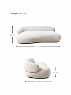 Westwing Collection Canapé haricot 3 places tissu bouclette crème Alba, larg. 235 x prof. 114 cm, dossier à gauche 9 Westwing Collection Canapé haricot 3 places tissu bouclette crème Alba, larg. 235 x prof. 114 cm, dossier à gauche -furniture Soldes Canape haricot 3 places tissu bouclette creme Alba 3