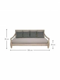 Bizzotto Canapé lounge de jardin 4 places teck Bali, larg. 190 x prof. 112 cm -furniture Soldes Canape lounge de jardin 4 places teck Bali 2