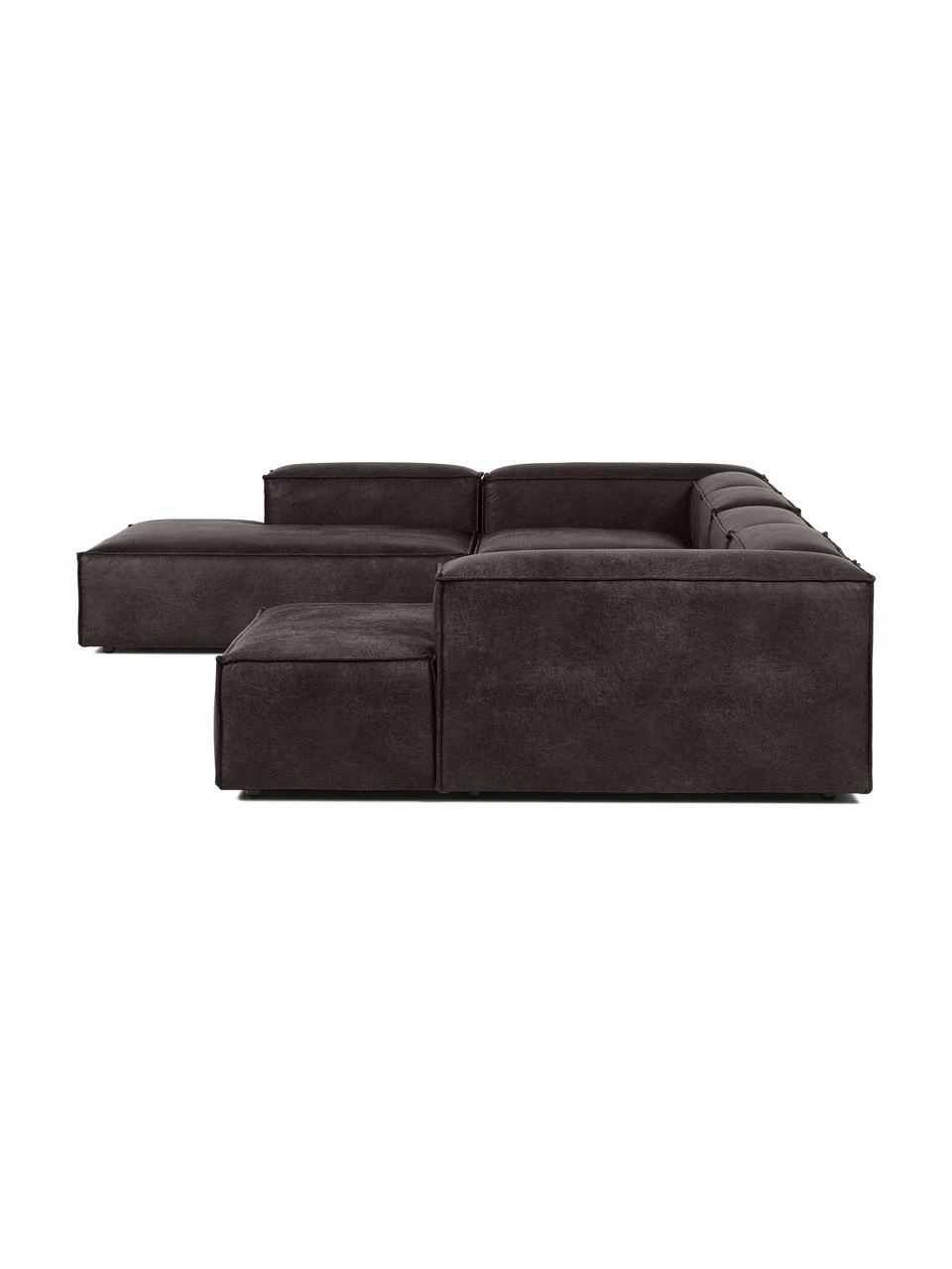 Westwing Collection Canapé lounge modulable cuir recyclé brun-gris Lennon, larg. 418 x prof. 68 cm, méridienne à gauche 5 Westwing Collection Canapé lounge modulable cuir recyclé brun-gris Lennon, larg. 418 x prof. 68 cm, méridienne à gauche – Image 5