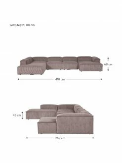 Westwing Collection Canapé lounge modulable velours côtelé brun Lennon, larg. 418 x prof. 68 cm, méridienne à gauche 7 Westwing Collection Canapé lounge modulable velours côtelé brun Lennon, larg. 418 x prof. 68 cm, méridienne à gauche -furniture Soldes Canape lounge modulable velours cotele brun Lennon 1