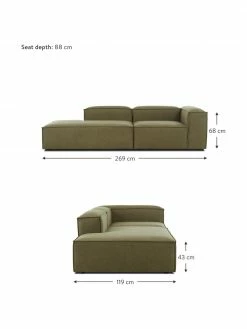 Westwing Collection Canapé méridienne modulaire vert Lennon, larg. 269 x prof. 119 cm, dossier à droite -furniture Soldes Canape meridienne modulaire vert Lennon 3