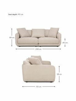 Westwing Collection Canapé modulable 3 places beige Jasmin, larg. 208 x long. 84 cm -furniture Soldes Canape modulable 3 places beige Jasmin 3