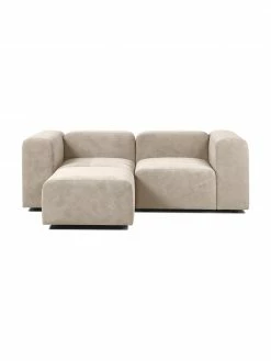 Westwing Collection Canapé modulable 3 places beige avec pouf Lena, larg. 209 x prof. 181 cm