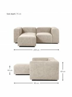 Westwing Collection Canapé modulable 3 places beige avec pouf Lena, larg. 209 x prof. 181 cm -furniture Soldes Canape modulable 3 places beige avec pouf Lena 3