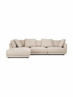 Westwing Collection Canapé modulable 3 places beige avec tabouret de canapé Jasmin, larg. 300 x long. 84 cm