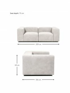 Westwing Collection Canapé modulable 3 places blanc crème Lena, larg. 209 x prof. 106 cm -furniture Soldes Canape modulable 3 places blanc creme Lena 3