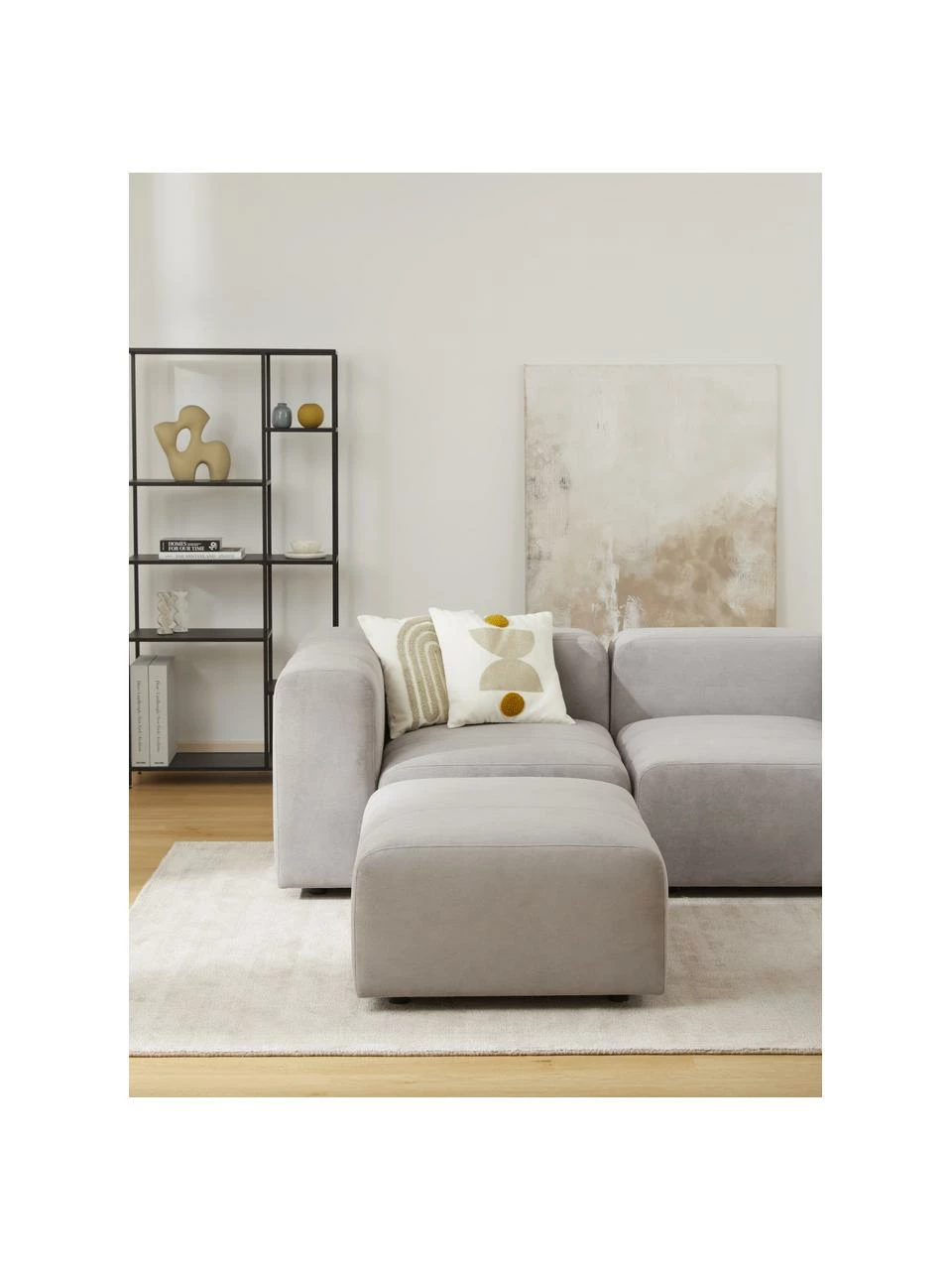 Westwing Collection Canapé modulable 3 places gris argenté avec pouf Lena, larg. 209 x prof. 181 cm 2 Westwing Collection Canapé modulable 3 places gris argenté avec pouf Lena, larg. 209 x prof. 181 cm – Image 2