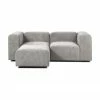Westwing Collection Canap&eacute; modulable 3&nbsp;places gris argent&eacute; avec pouf Lena, larg. 209 x prof. 181 cm