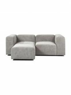 Westwing Collection Canapé modulable 3 places gris argenté avec pouf Lena, larg. 209 x prof. 181 cm
