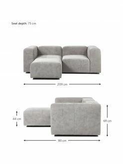 Westwing Collection Canapé modulable 3 places gris argenté avec pouf Lena, larg. 209 x prof. 181 cm 9 Westwing Collection Canapé modulable 3 places gris argenté avec pouf Lena, larg. 209 x prof. 181 cm -furniture Soldes Canape modulable 3 places gris argente avec pouf Lena 3