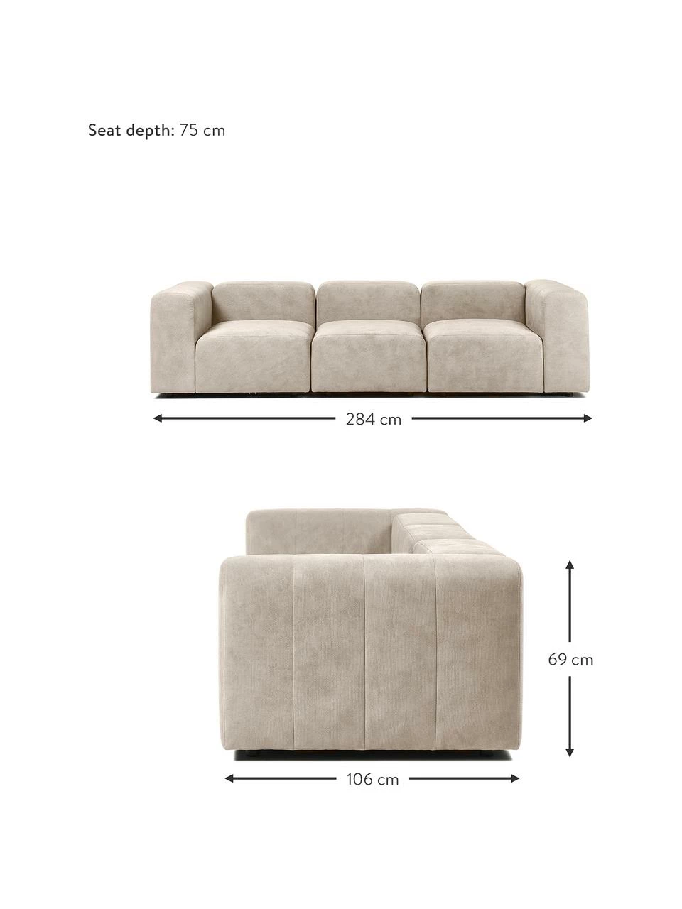 Westwing Collection Canapé modulable 4 places beige Lena, larg. 284 x prof. 106 cm 4 Westwing Collection Canapé modulable 4 places beige Lena, larg. 284 x prof. 106 cm – Image 4
