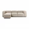 Westwing Collection Canap&eacute; modulable 4&nbsp;places beige avec pouf Lena, larg. 284 x prof. 181 cm