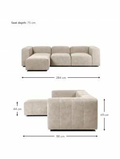 Westwing Collection Canapé modulable 4 places beige avec pouf Lena, larg. 284 x prof. 181 cm -furniture Soldes Canape modulable 4 places beige avec pouf Lena 2
