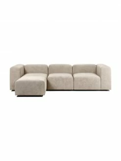 Westwing Collection Canapé modulable 4 places beige avec pouf Lena, larg. 284 x prof. 181 cm