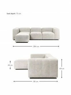 Westwing Collection Canap&eacute; modulable 4&nbsp;places blanc cr&egrave;me avec pouf Lena, larg. 284 x prof. 181 cm -furniture Soldes Canape modulable 4 places blanc creme avec pouf Lena 2