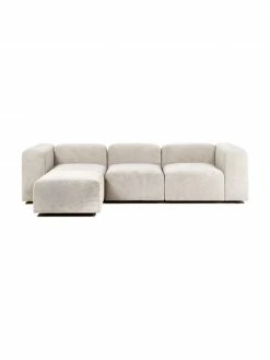 Westwing Collection Canapé modulable 4 places blanc crème avec pouf Lena, larg. 284 x prof. 181 cm
