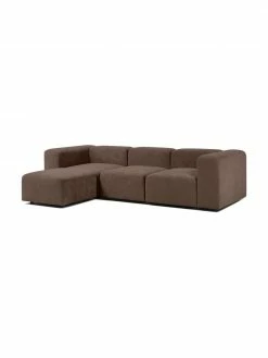 Westwing Collection Canapé modulable 4 places brun foncé avec pouf Lena, larg. 284 x prof. 181 cm -furniture Soldes Canape modulable 4 places brun fonce avec pouf Lena 3