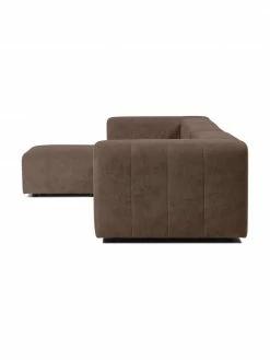 Westwing Collection Canapé modulable 4 places brun foncé avec pouf Lena, larg. 284 x prof. 181 cm -furniture Soldes Canape modulable 4 places brun fonce avec pouf Lena 5