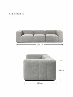Westwing Collection Canapé modulable 4 places gris argenté Lena, larg. 284 x prof. 106 cm -furniture Soldes Canape modulable 4 places gris argente Lena 4