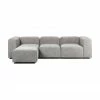 Westwing Collection Canap&eacute; modulable 4&nbsp;places gris argent&eacute; avec pouf Lena, larg. 284 x prof. 181 cm