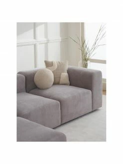 Westwing Collection Canapé modulable 4 places gris argenté avec pouf Lena, larg. 284 x prof. 181 cm -furniture Soldes Canape modulable 4 places gris argente avec pouf Lena 2