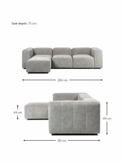 Westwing Collection Canapé modulable 4 places gris argenté avec pouf Lena, larg. 284 x prof. 181 cm -furniture Soldes Canape modulable 4 places gris argente avec pouf Lena 3