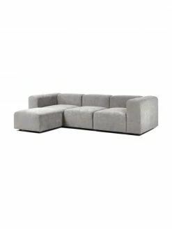 Westwing Collection Canapé modulable 4 places gris argenté avec pouf Lena, larg. 284 x prof. 181 cm -furniture Soldes Canape modulable 4 places gris argente avec pouf Lena 4